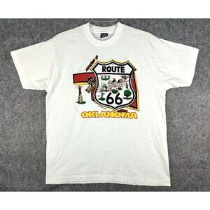 VTG Screen Stars Best Men's Single-Stitch Oklahoma Route 66 T-Shirt Size 2XL 90s